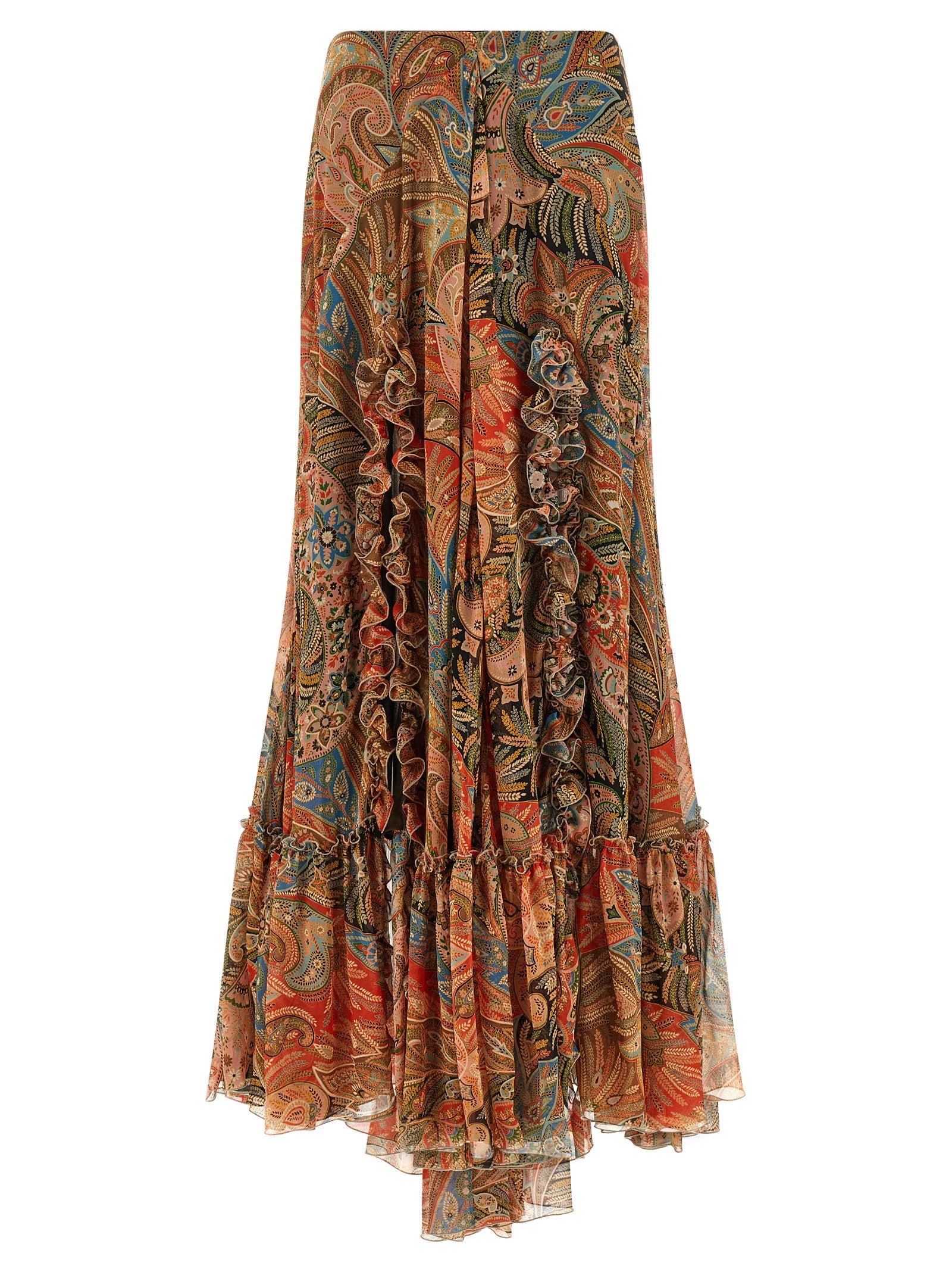 Orange Silk Mini Skirt