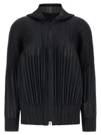 PLEATS PLEASE ISSEY MIYAKE Black Polyester Cardigan
