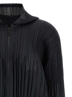 PLEATS PLEASE ISSEY MIYAKE Black Polyester Cardigan