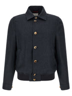 Brunello Cucinelli Blue Sisal Biker Jacket