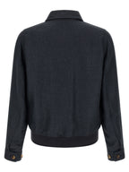 Brunello Cucinelli Blue Sisal Biker Jacket