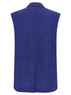 Blue Linen Sleeveless Jacket