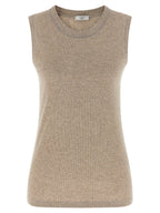 Peserico Beige Viscose Sleeveles T-Shirt