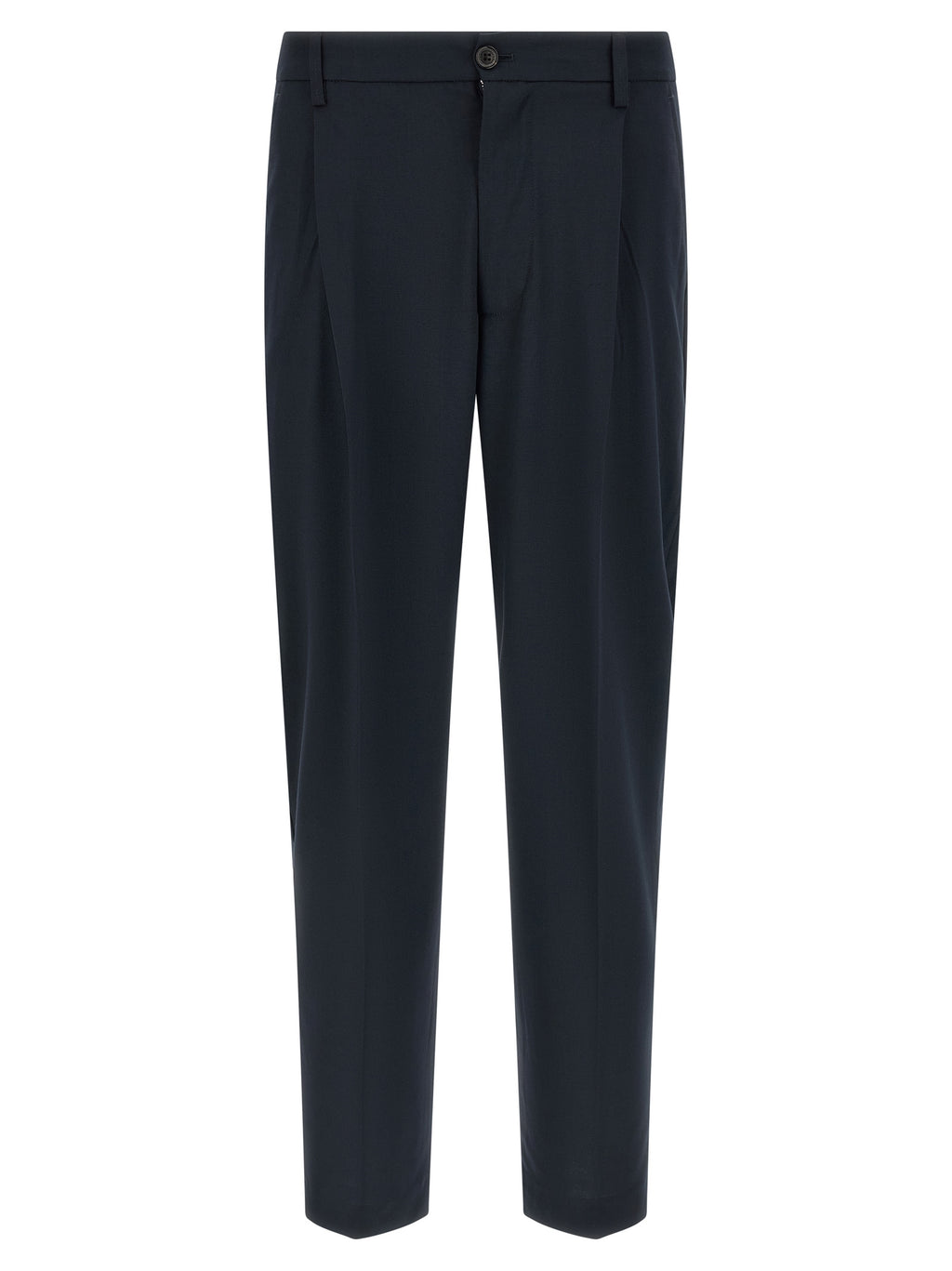 Blue Polyester Casual Pants