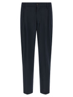 Blue Polyester Casual Pants