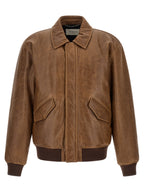 Saint Laurent Brown Lamb Leather Leather Jacket