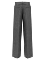 Peserico Gray Linen Casual Pants