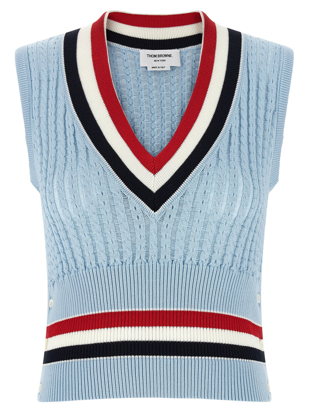 Blaue ärmellose Baumwolljacke