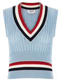 Blaue ärmellose Baumwolljacke