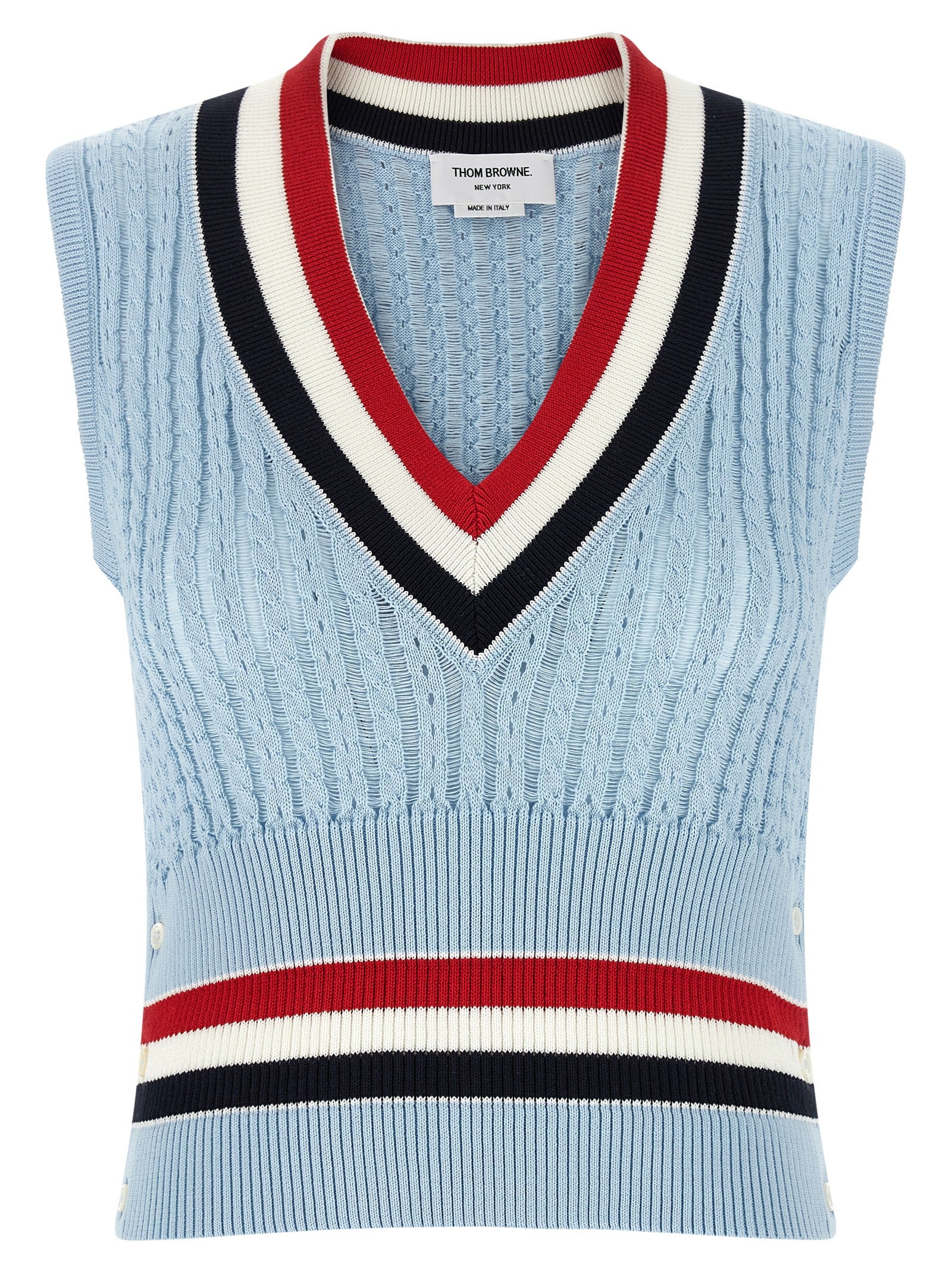 Blaue ärmellose Baumwolljacke