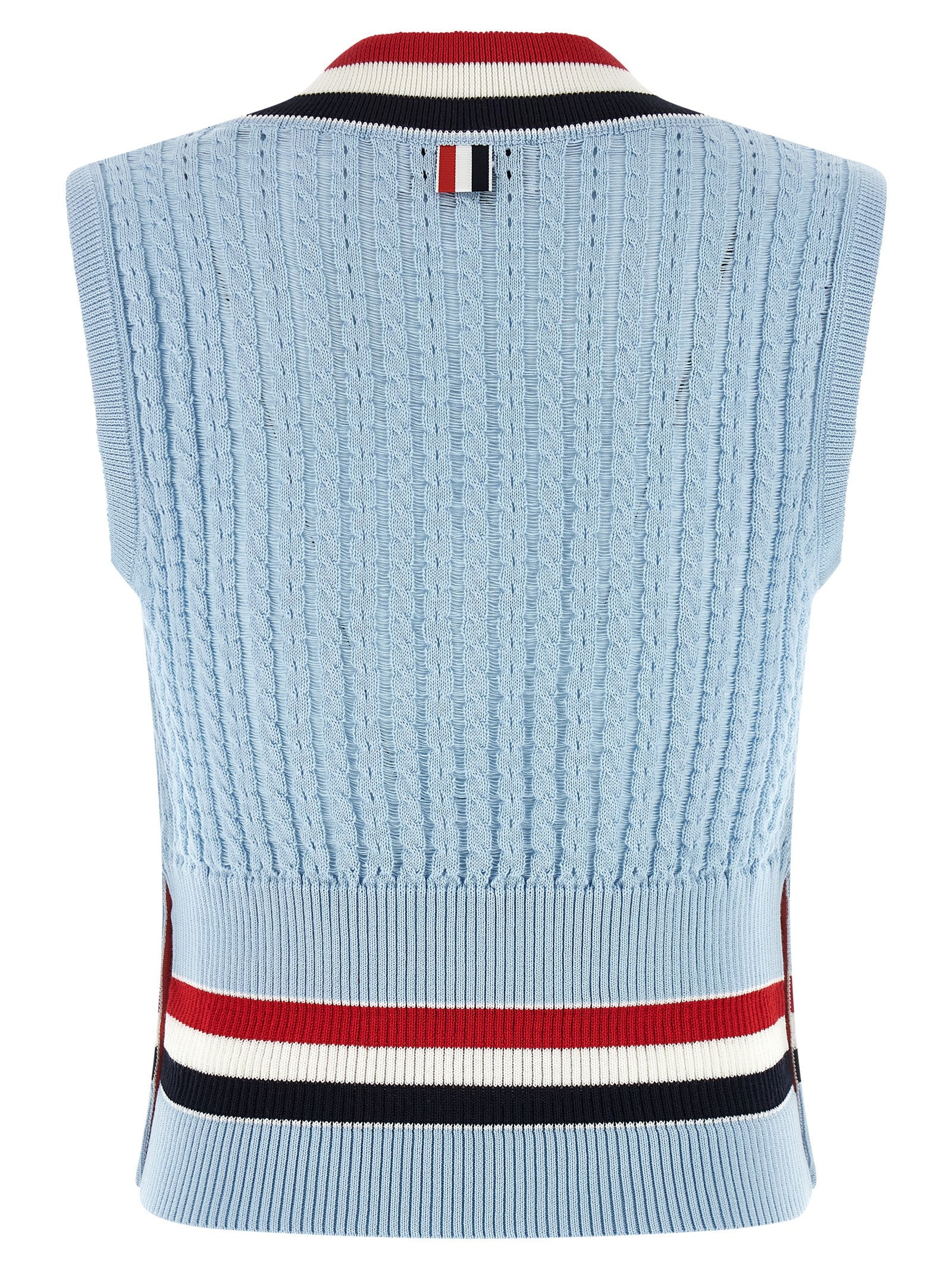 Blaue ärmellose Baumwolljacke