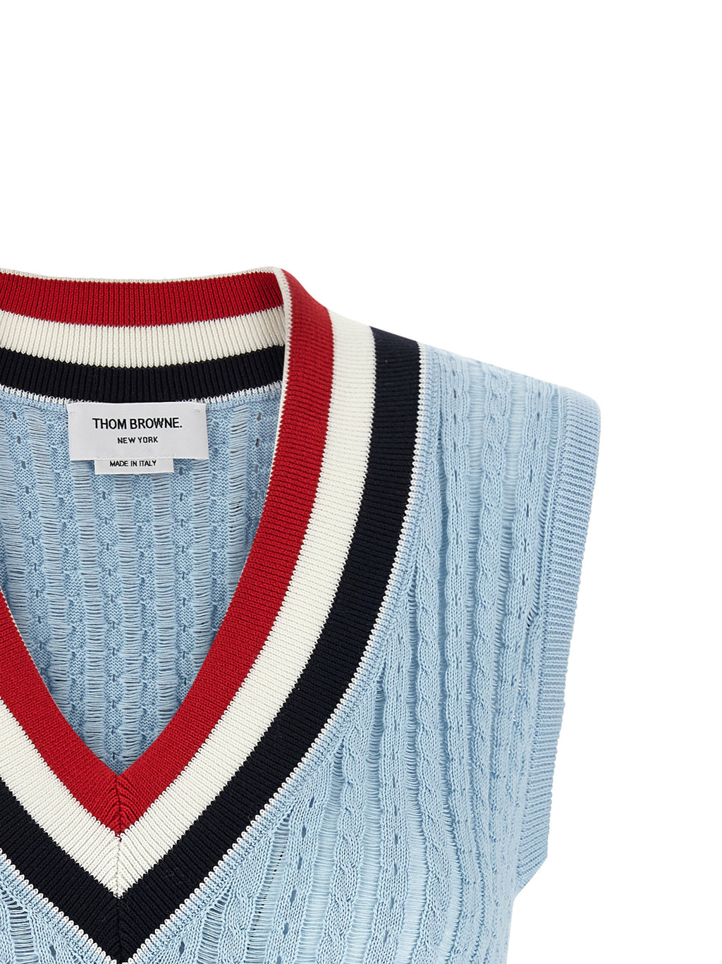 Blaue ärmellose Baumwolljacke