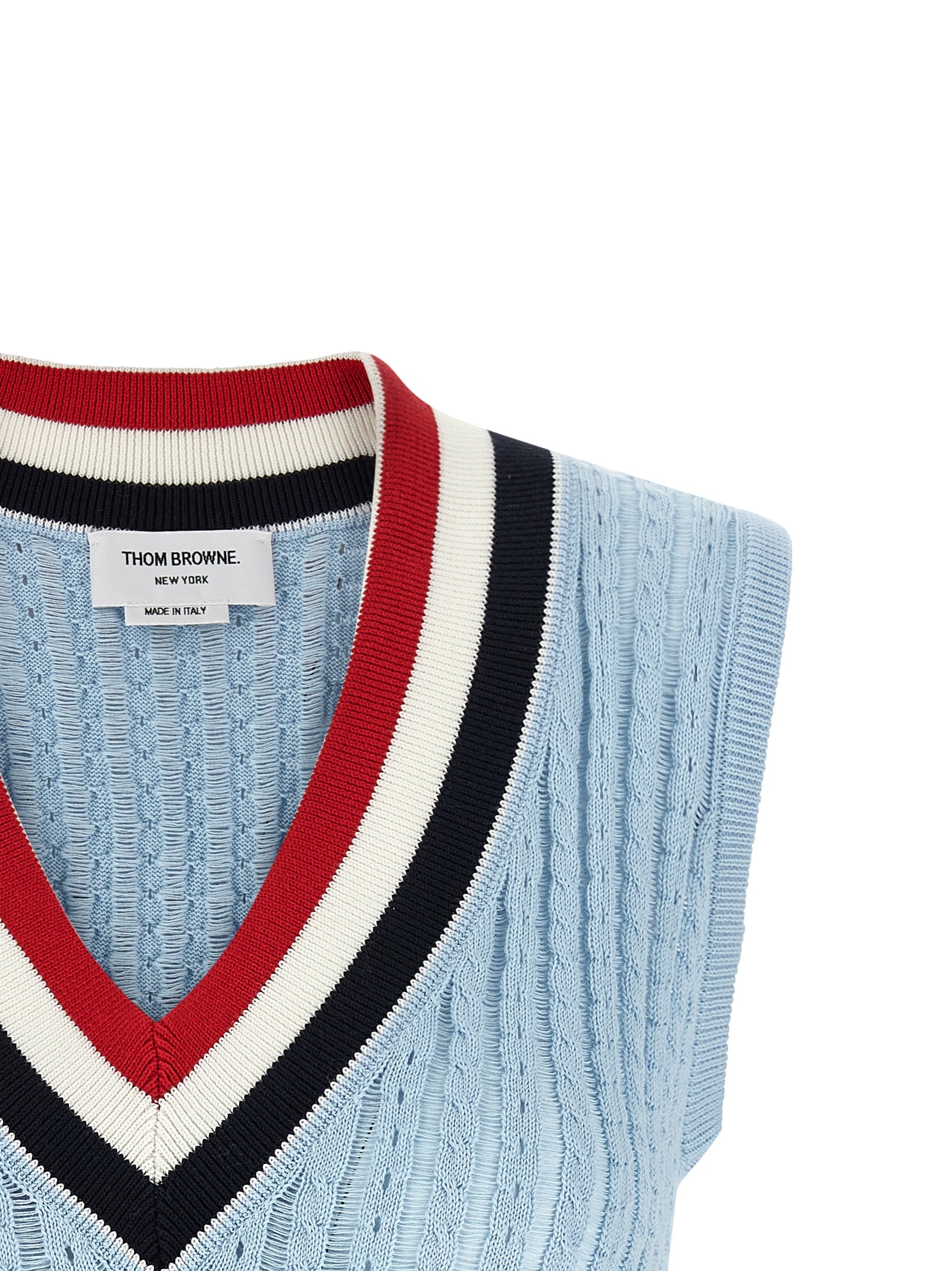 Blaue ärmellose Baumwolljacke