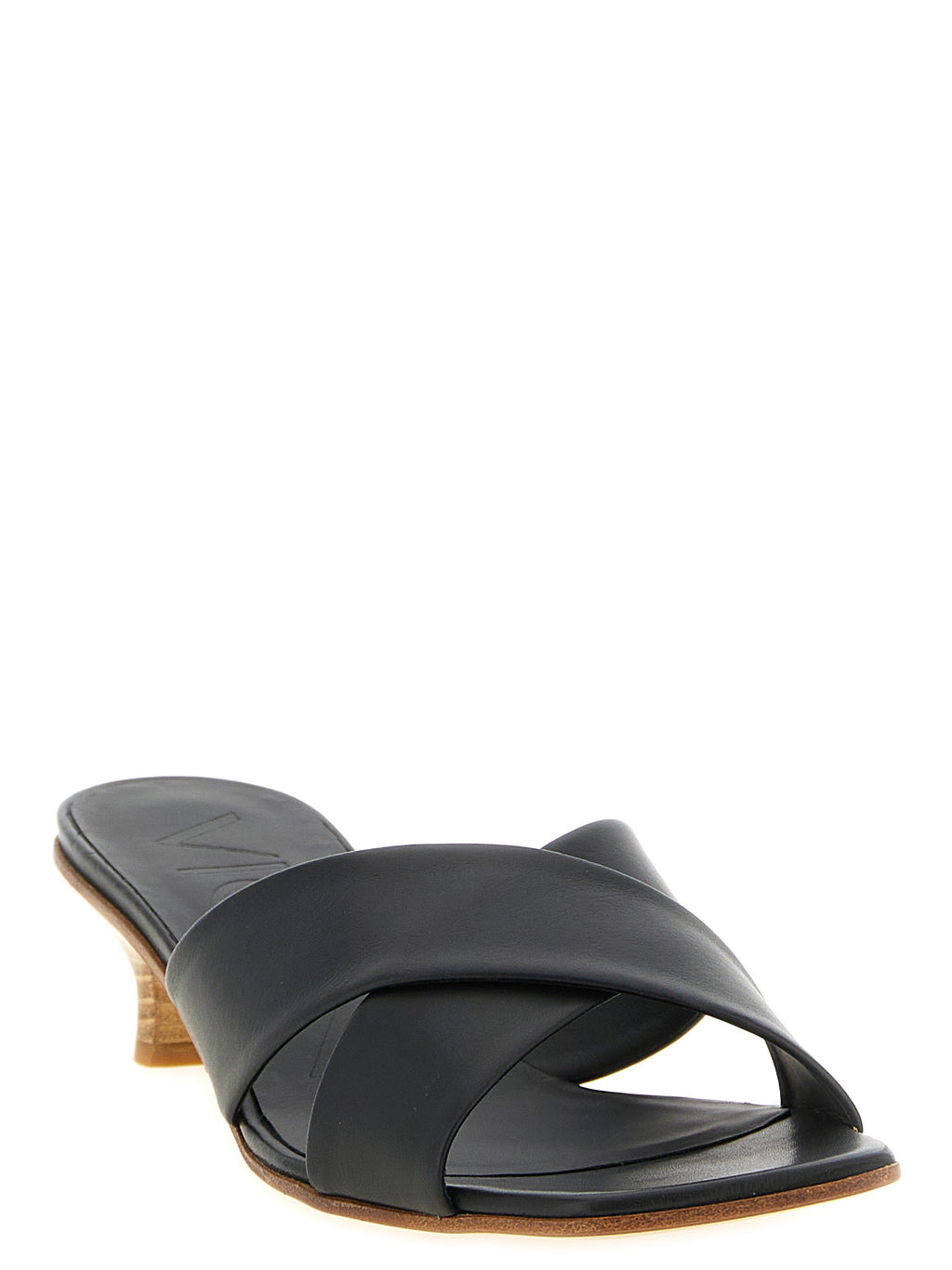 Black Calfskin Mid Heel Pumps