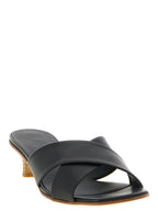 Black Calfskin Mid Heel Pumps