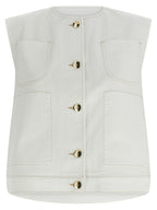 Fabiana Filippi White Cotton Sleeveless Jacket