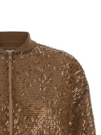 Brunello Cucinelli Brown Silk Cardigan