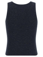 Brunello Cucinelli Blue Cashmere Sleeveles T-Shirt