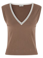 Brunello Cucinelli Brown Cotton Tank Tops