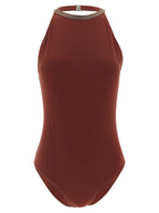 Brunello Cucinelli Bordeaux Polyamide One-Piece Swimsuit
