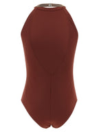 Brunello Cucinelli Bordeaux Polyamide One-Piece Swimsuit