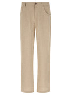Beige Linen Casual Pants