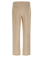Beige Linen Casual Pants