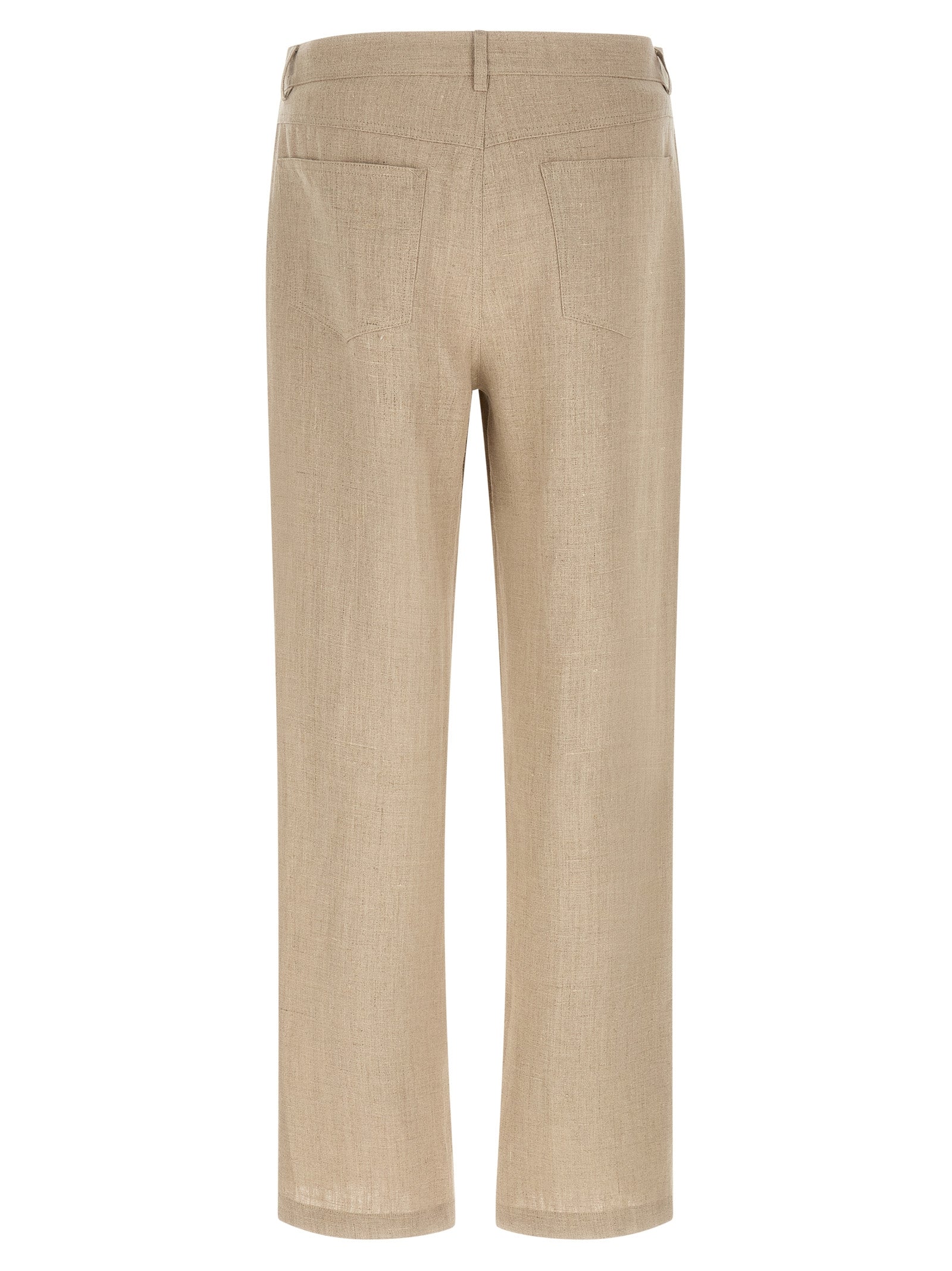 Beige Linen Casual Pants