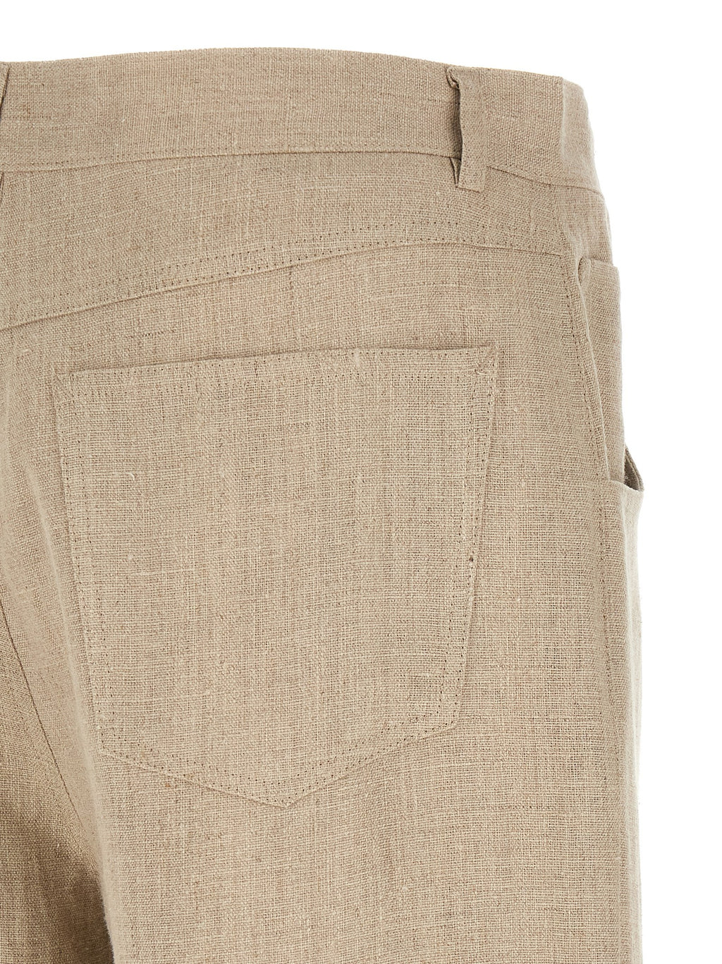 Beige Linen Casual Pants