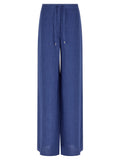 Blue Linen Casual Pants
