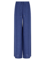 Blue Linen Casual Pants