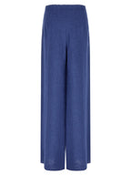 Blue Linen Casual Pants