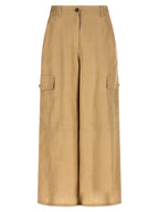 Max Mara Beige Linen Cargo Pants