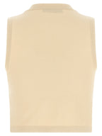 Max Mara Beige Viscose Sleeveles T-Shirt