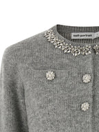 Self-Portrait Gray Polyester Cardigan