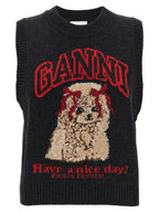 Ganni Black Wool Sleeveless Jacket