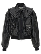 Ganni Black Leather Bomber