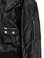 Ganni Black Leather Bomber