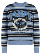Ganni Blue Wool Cardigan