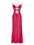 Nensi Dojaka Fuchsia Silk Long Dress