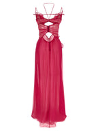 Nensi Dojaka Fuchsia Silk Long Dress