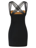 Black Viscose Short Dress