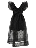 Ganni Black Recycled Polyester Midi Dress