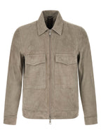 GIORGIO BRATO Gray Lamb Leather Leather Jacket