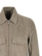 GIORGIO BRATO Gray Lamb Leather Leather Jacket