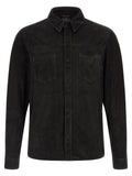 GIORGIO BRATO Black Suede Leather Blouse