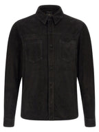 GIORGIO BRATO Black Suede Leather Blouse
