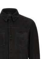GIORGIO BRATO Black Suede Leather Blouse