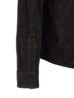 GIORGIO BRATO Black Suede Leather Blouse