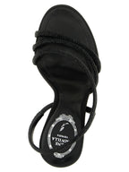 RENE CAOVILLA Black Viscose Stiletto Heel Sandals